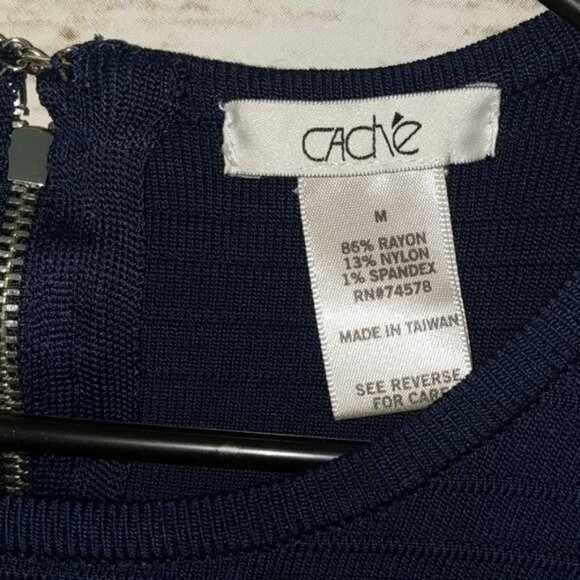 Cache Womens Navy Blue Bodycon Bandage Dress Size M Fitted Party Date Night - Picture 4 of 6